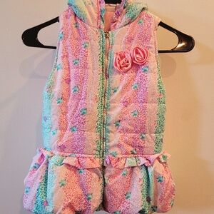 Colorful Hooded Baby Romper with Floral Accents